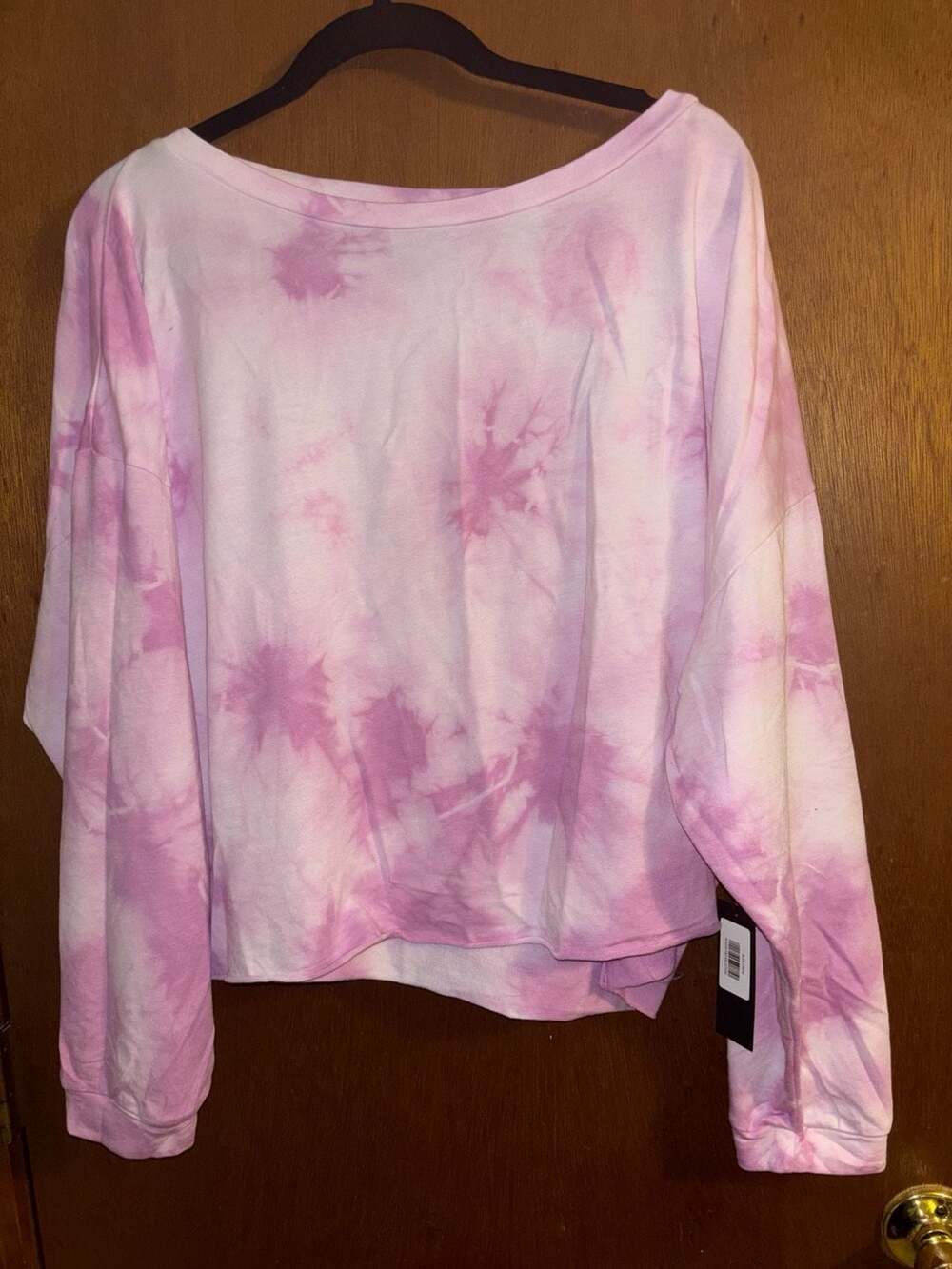Savvi Pink Tie-Dye Oversized Off-the-Shoulder Sweatshirt NWT Size XL